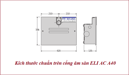 Kích thước motor cổng âm sàn ELI AC A40